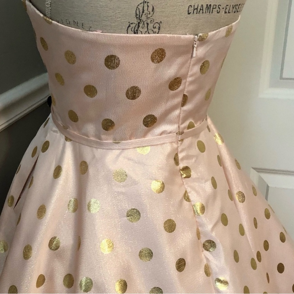 NEW MAC DUGGAL SZ 12 LIGHT PINK POLKA DOTS BALL GOWN WITH POCKETS - Picture 5 of 9